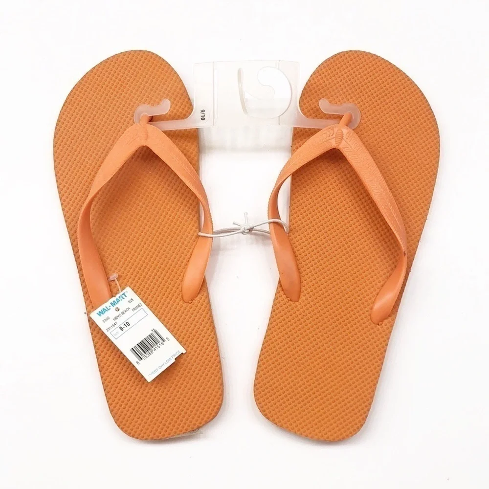 NEW Walmart men's orange beach flip flop sandals